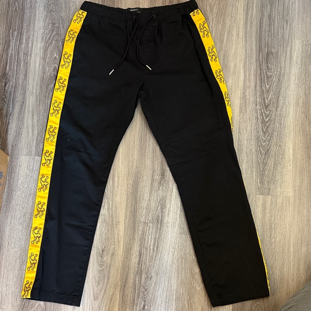 Airwalk Black Joggers with Yellow Graphic Stripes